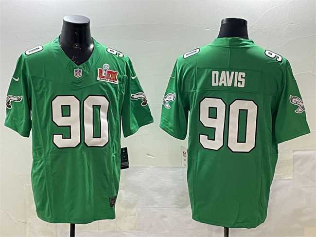 Men's Philadelphia Eagles #90 Jordan Davis Green 2025 Super Bowl LIX Patch F.U.S.E. Throwback Vapor Untouchable Limited Stitched Jersey,We sell and wholesale Men's Philadelphia Eagles #90 Jordan Davis Green 2025 Super Bowl LIX Patch F.U.S.E. Throwback Vapor Untouchable Limited Stitched Jersey on line form chian!